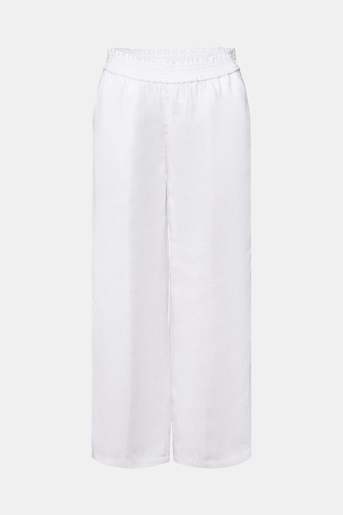 Pantaloni a gamba larga, misto lino, WHITE, detail image number 7