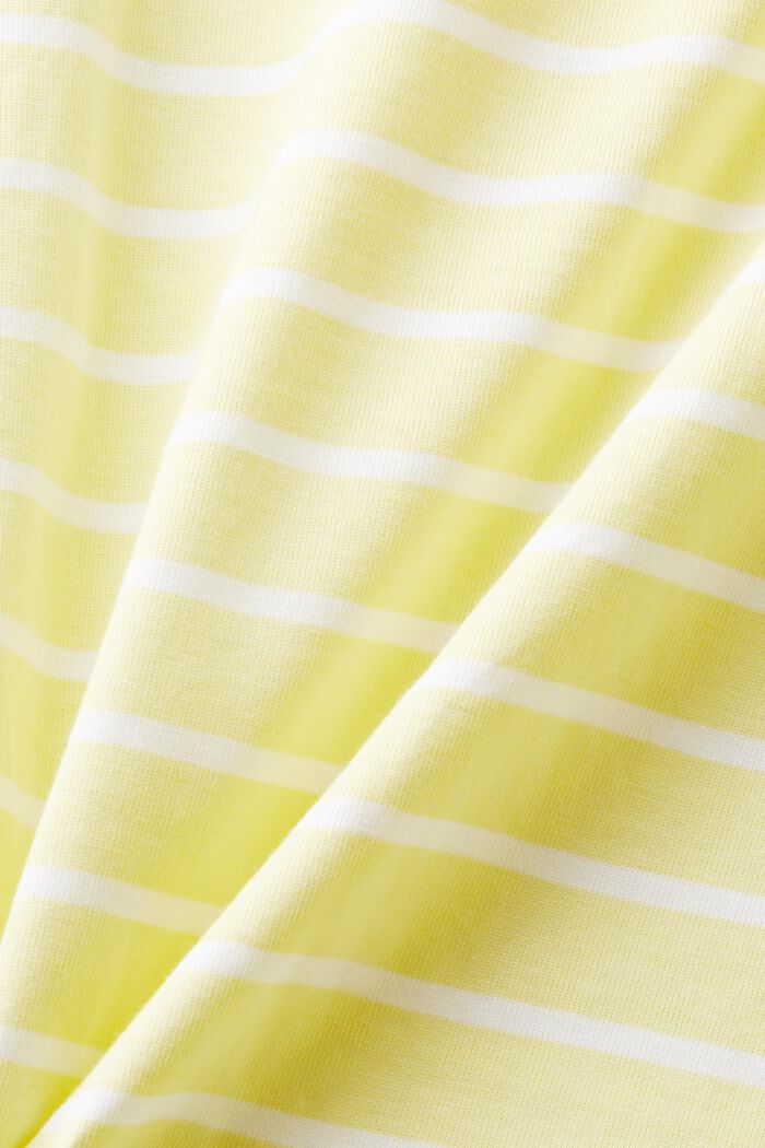 T-shirt a righe in jersey di cotone, LIME YELLOW, detail image number 5