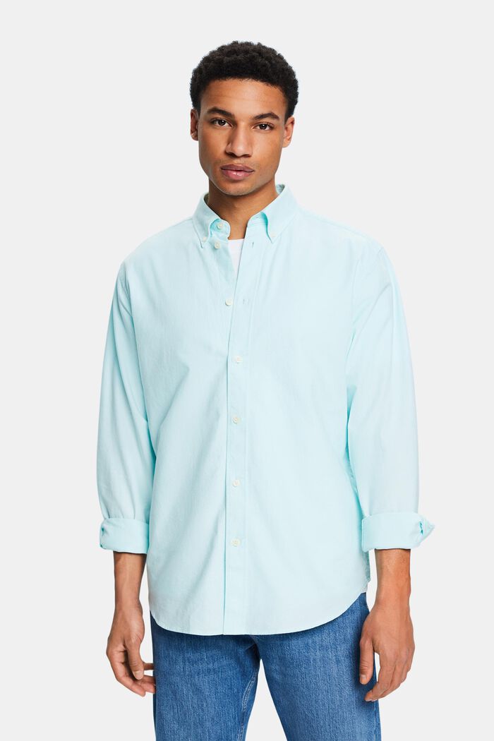 Camicia in cotone Oxford, LIGHT AQUA GREEN, detail image number 0