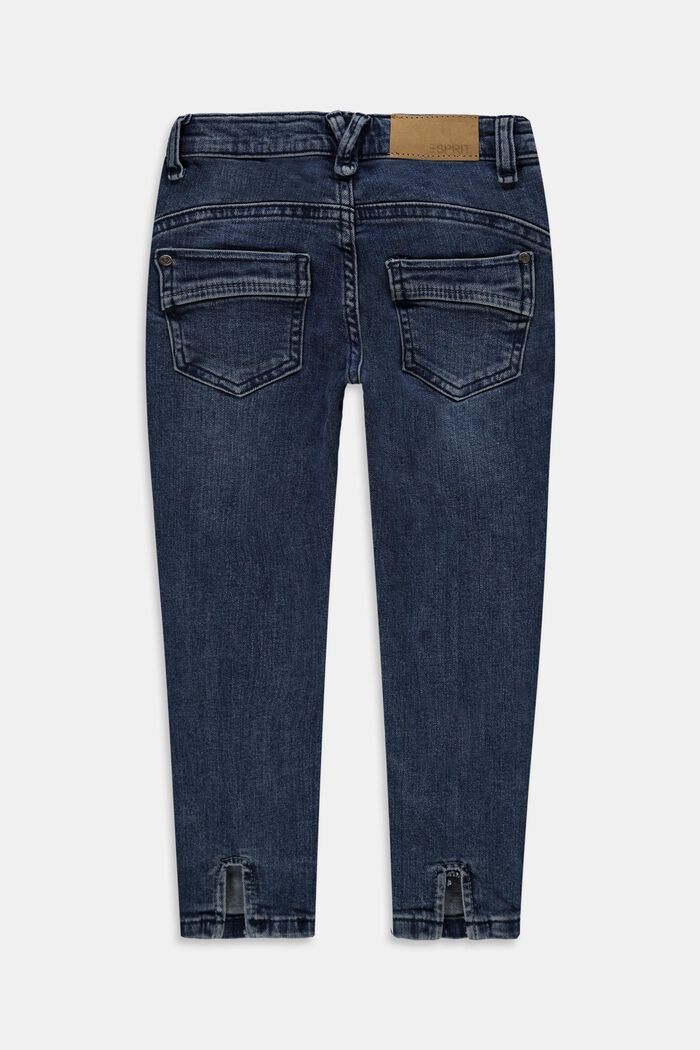 In materiale riciclato: jeans con spacchi e vita regolabile, BLUE DARK WASHED, detail image number 1