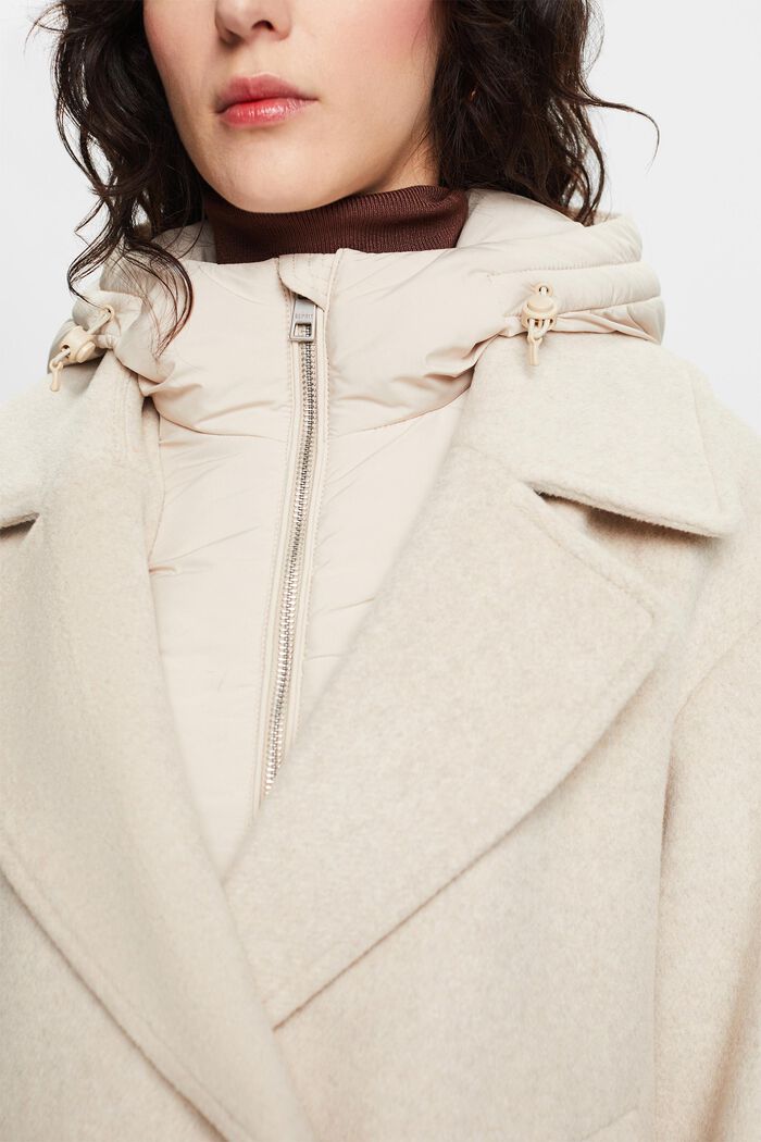 Cappotto in misto lana imbottito con cappuccio rimovibile, ICE, detail image number 2