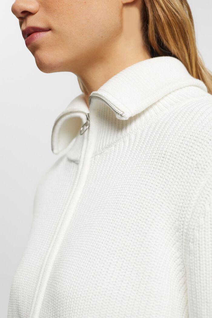 Cardigan stile bomber in cotone, OFF WHITE, detail image number 2