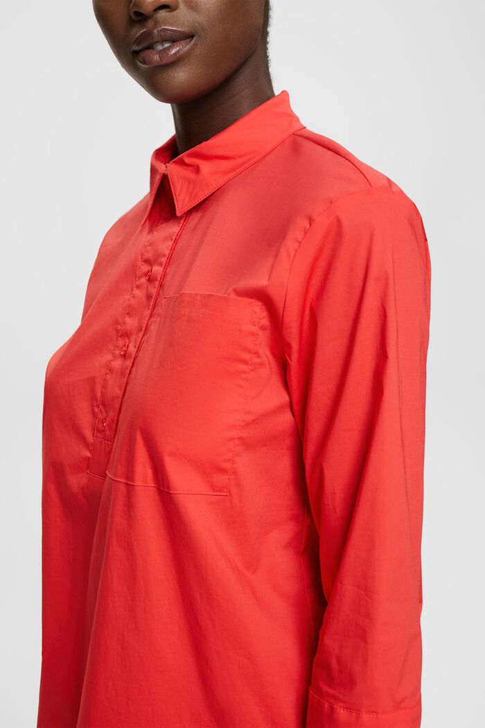 Camicia blusata in popeline, RED, detail image number 3