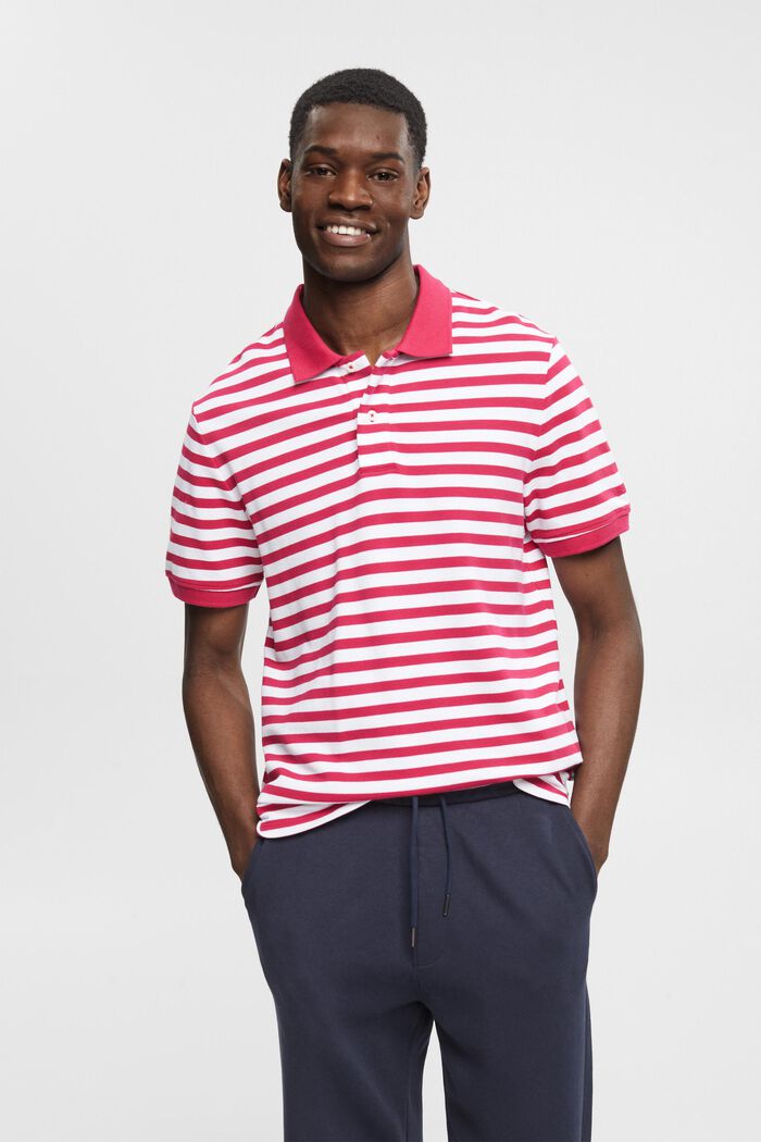 Polo a righe Slim Fit, DARK PINK, detail image number 0