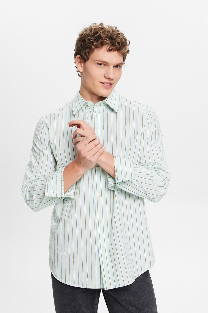 Camicia a righe in cotone, LIGHT AQUA GREEN, detail image number 4
