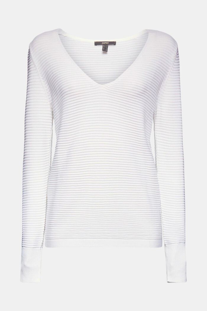 Con lyocell TENCEL™: pullover a coste, WHITE, detail image number 0