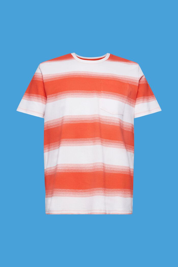 T-shirt a righe in piqué di cotone, ORANGE RED, detail image number 6