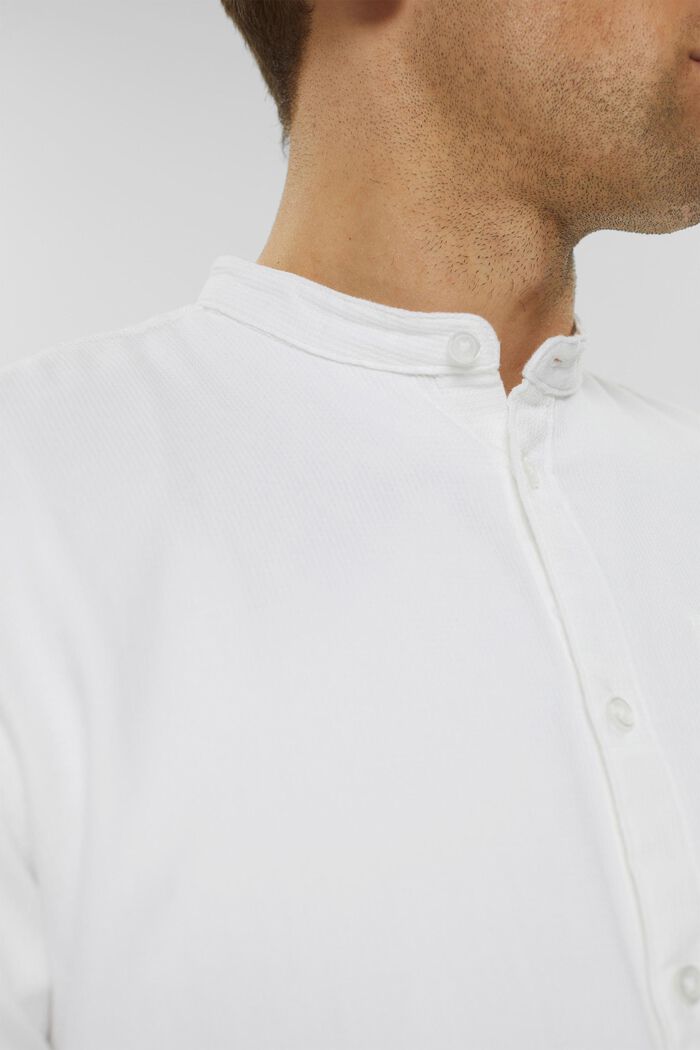 Camicia con colletto alto in cotone, WHITE, detail image number 2