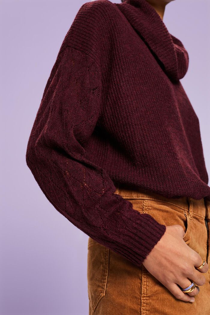 Pullover con scollo a cascata, BORDEAUX RED, detail image number 2