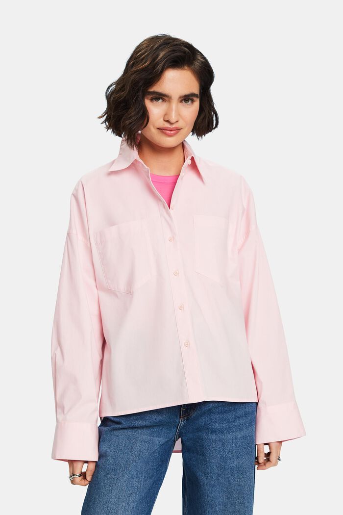 Camicia button-up in popeline di cotone, PASTEL PINK, detail image number 0