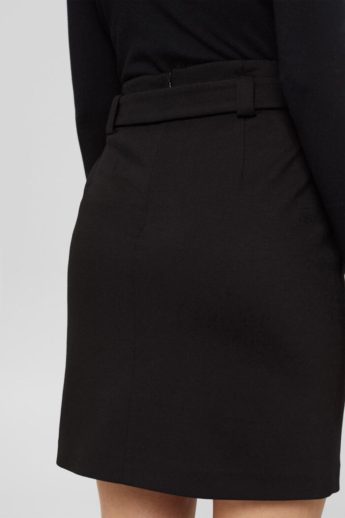 Minigonna con cintura in jersey punto, BLACK, detail image number 2