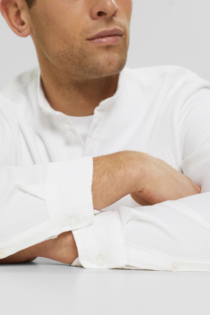 Camicia con colletto alto in cotone, WHITE, detail image number 5