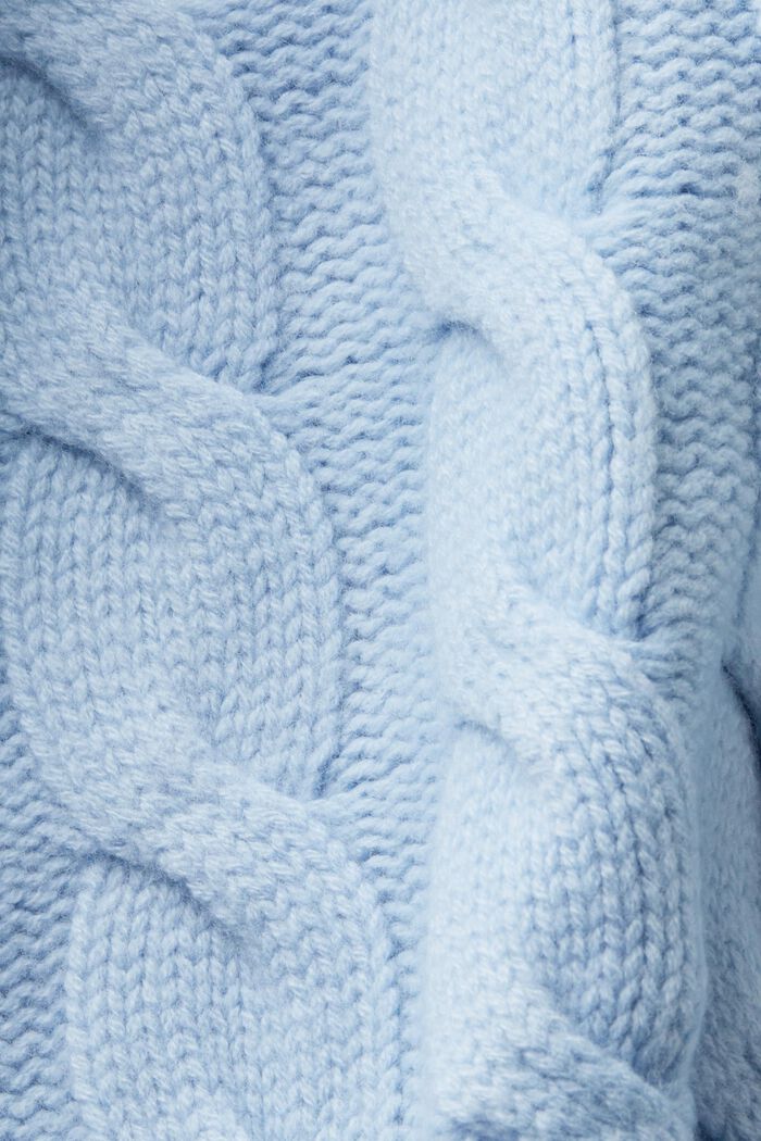 Pullover con collo sciallato in maglia intrecciata di lana, LIGHT BLUE LAVENDER, detail image number 6