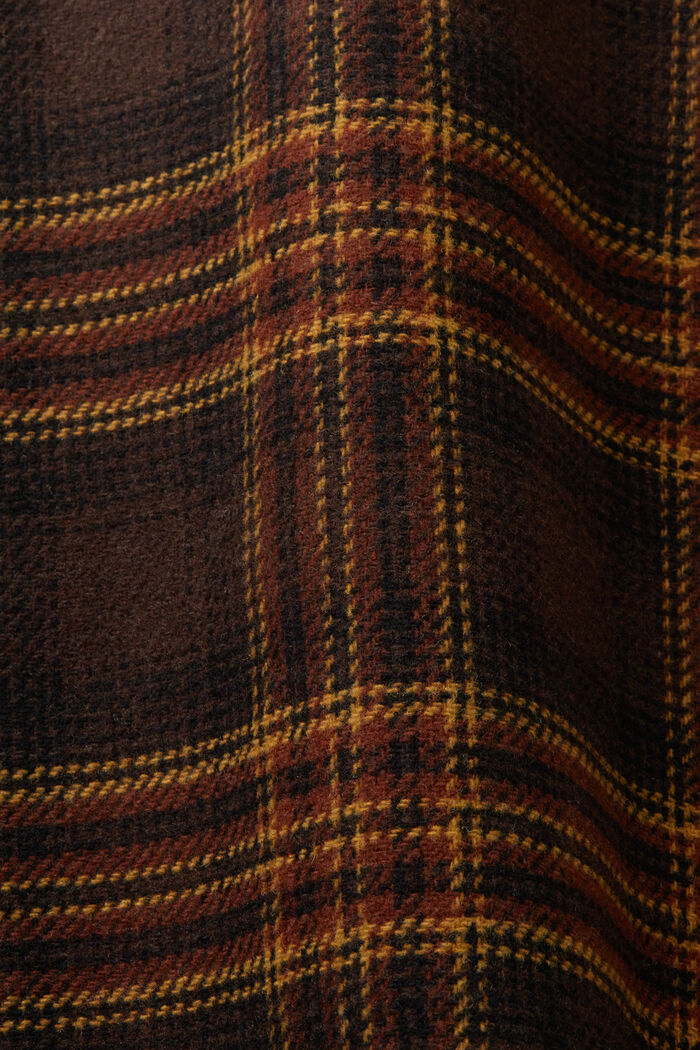 Overshirt in misto lana a quadri, DARK BROWN, detail image number 5