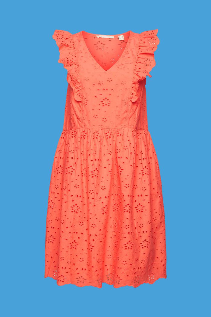 Abito in pizzo in cotone, CORAL ORANGE, detail image number 6