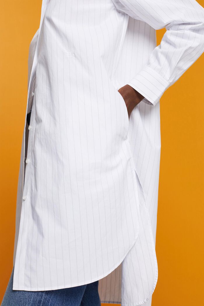 Abito camicia con righe gessate, 100 % cotone, WHITE, detail image number 4