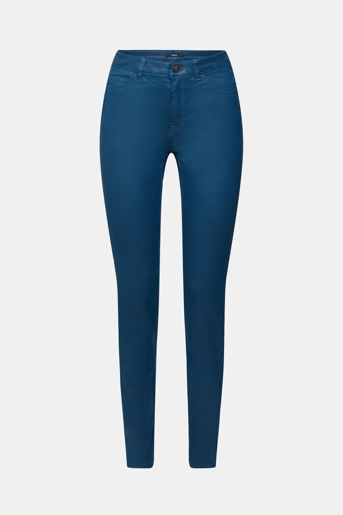 Pantaloni Slim Fit a vita alta in similpelle, PETROL BLUE, detail image number 2