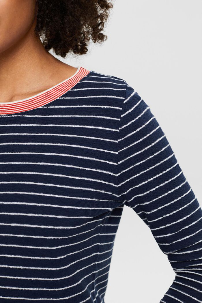 Maglia a maniche lunghe con motivo a righe, NAVY, detail image number 3
