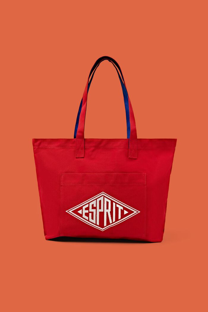 Tote Bag con logo in canvas, DARK RED, detail image number 0