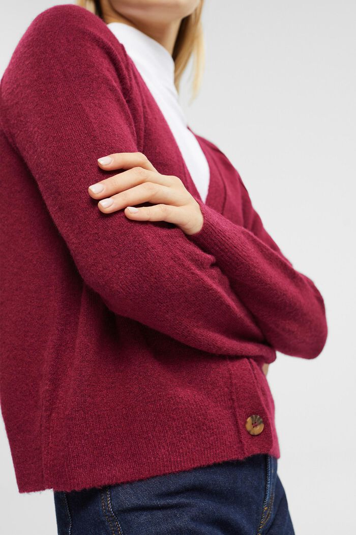 Cardigan in misto lana, CHERRY RED, detail image number 0