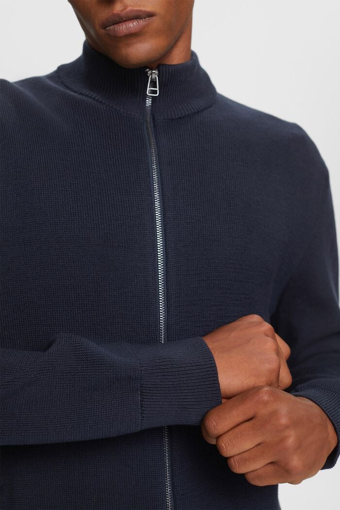 Cardigan con zip, 100% cotone, NAVY, detail image number 2