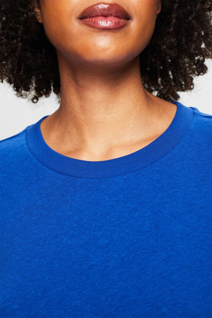 T-shirt in cotone e lino, BRIGHT BLUE, detail image number 3