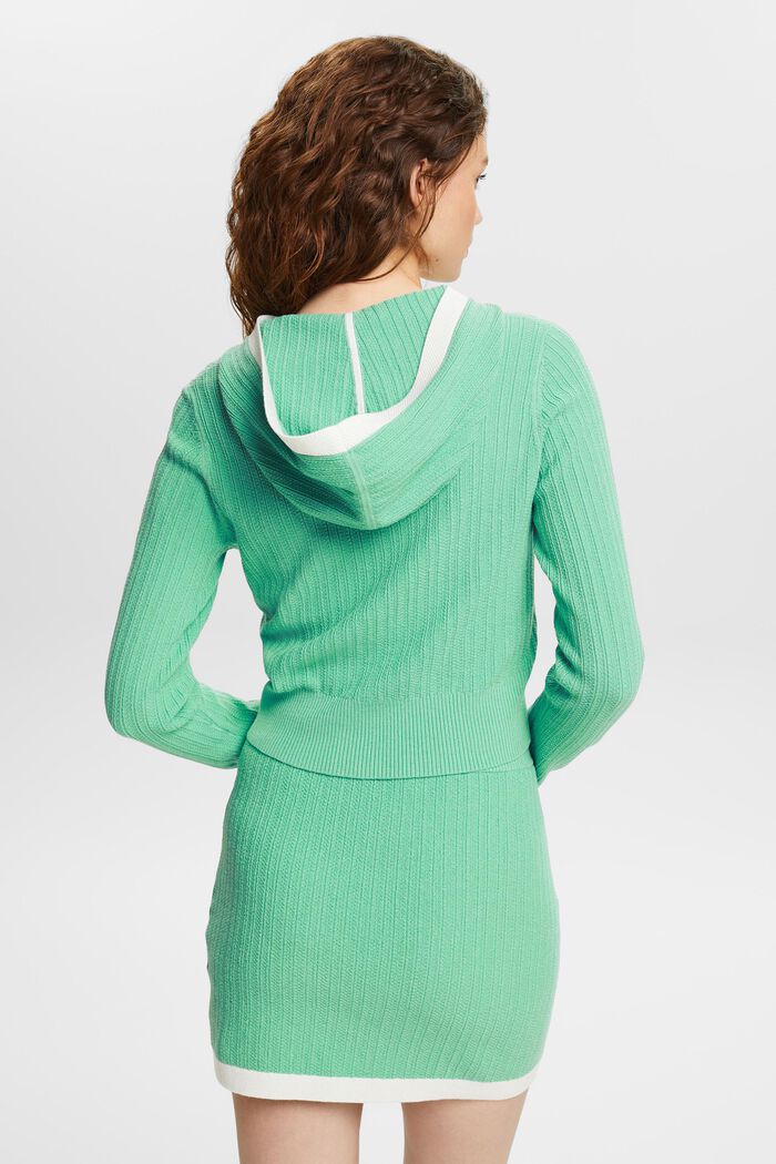 Pullover in maglia a coste con cappuccio e zip, DUSTY GREEN, detail image number 2