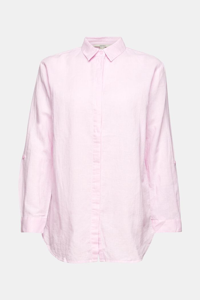 Blusa oversize in misto lino, PINK, detail image number 2