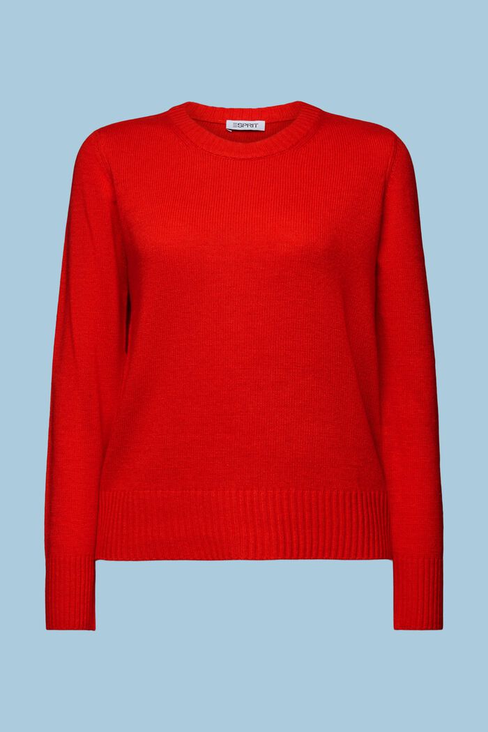 Pullover in maglia con girocollo, RED, detail image number 6