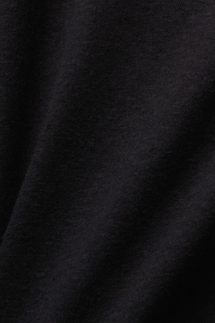 Maglietta in misto cotone e lino, BLACK, detail image number 5