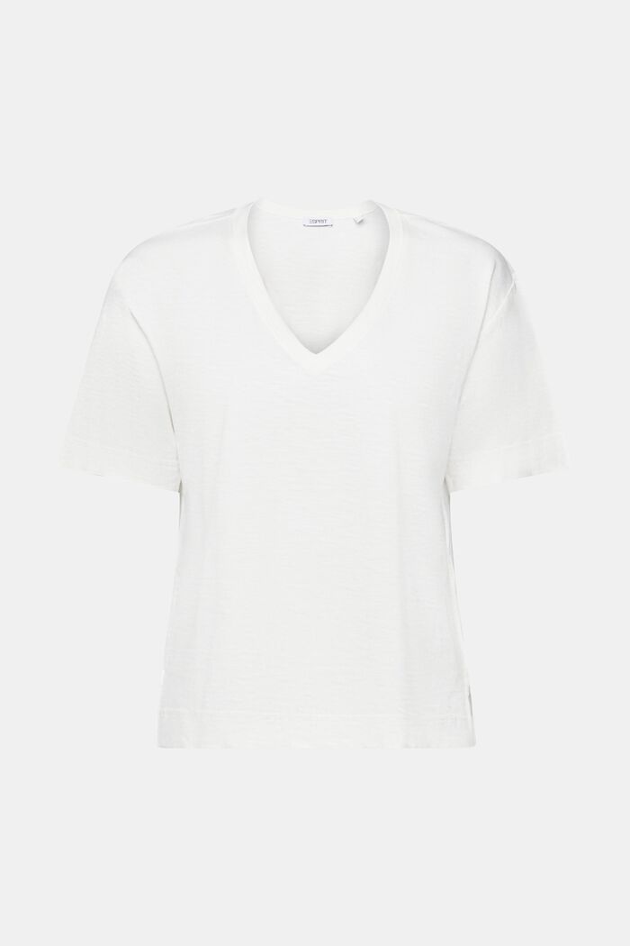 T-shirt fiammata con scollo a V, OFF WHITE, detail image number 5