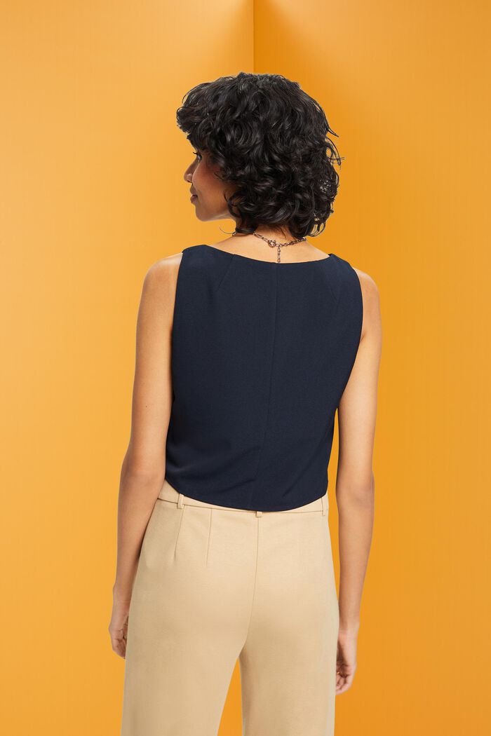 Top in crêpe accorciato, NAVY, detail image number 3
