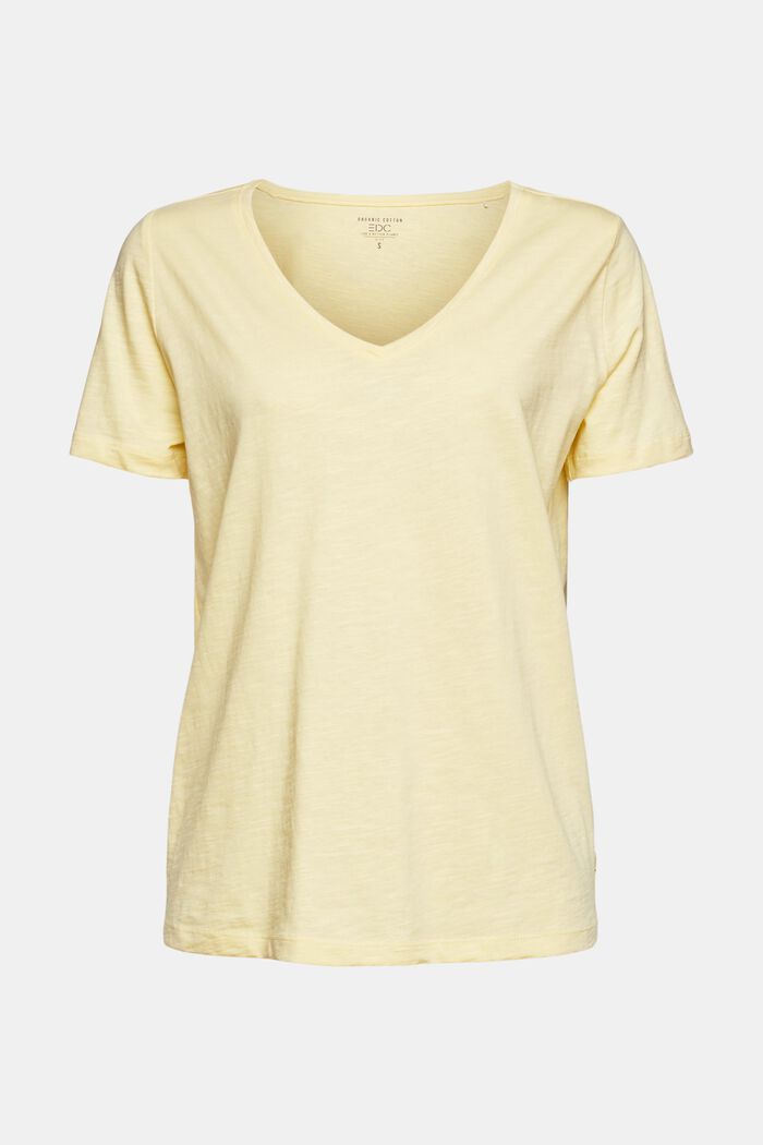 T-shirt in 100% cotone biologico, PASTEL YELLOW, overview