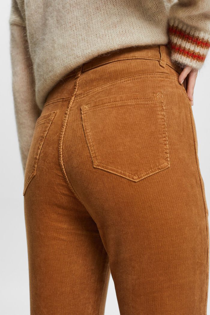 Pantaloni in fine velluto Bootcut Fit a vita alta, CARAMEL, detail image number 4