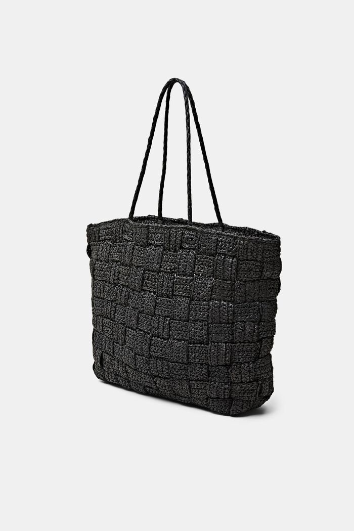 Tote bag in paglia intrecciata, BLACK, detail image number 2