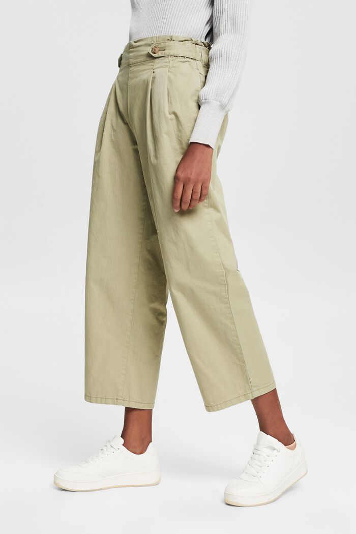 Pantaloni cropped con elastico in vita, 100% cotone