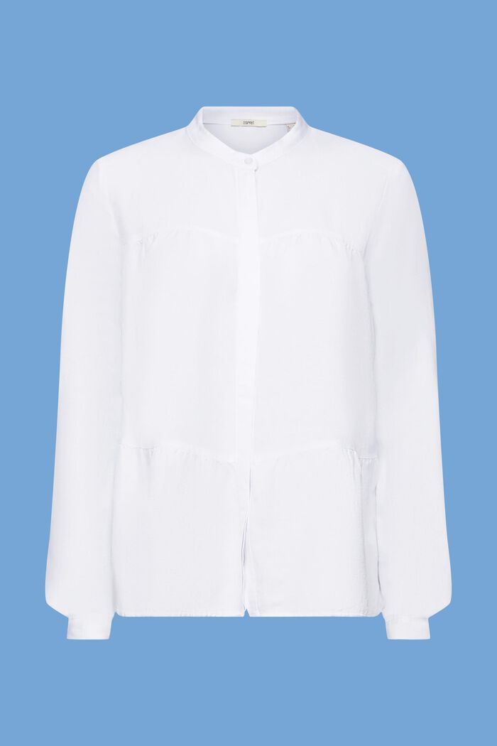 Blusa in misto lino, WHITE, detail image number 6