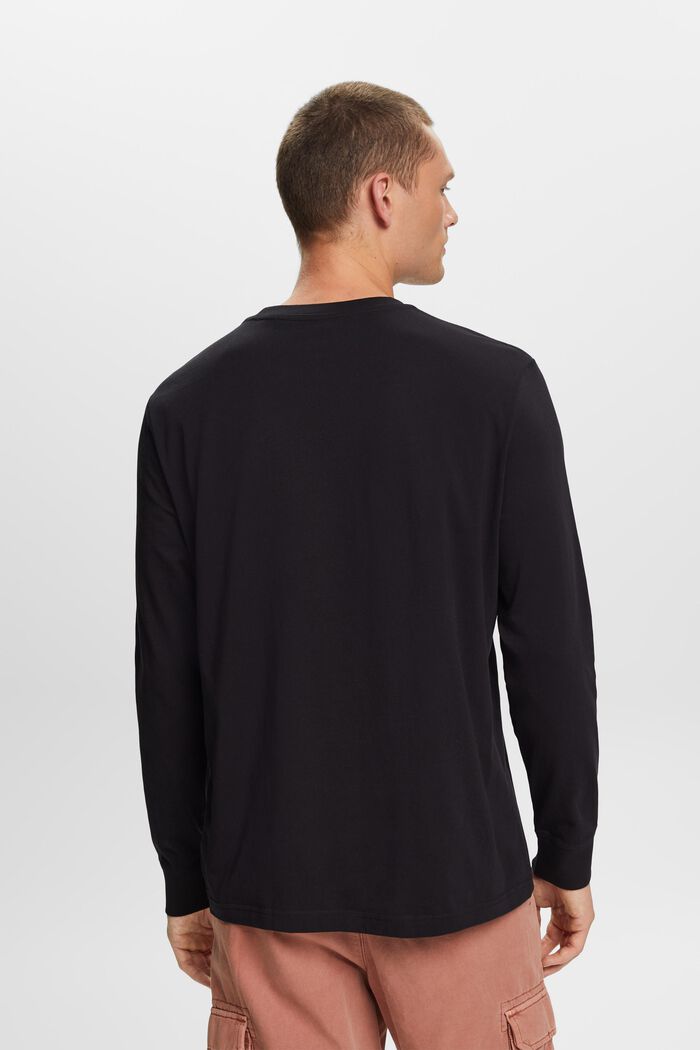 Maglia a maniche lunghe in jersey, 100% cotone, BLACK, detail image number 3