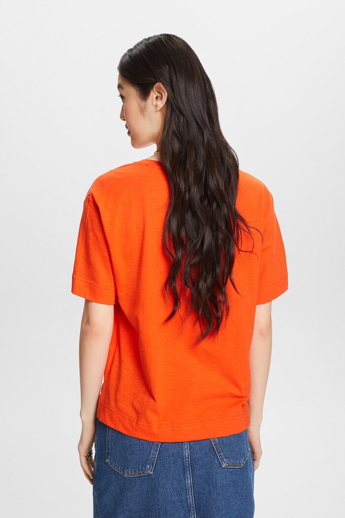 T-shirt fiammata con scollo a V, BRIGHT ORANGE, detail image number 2