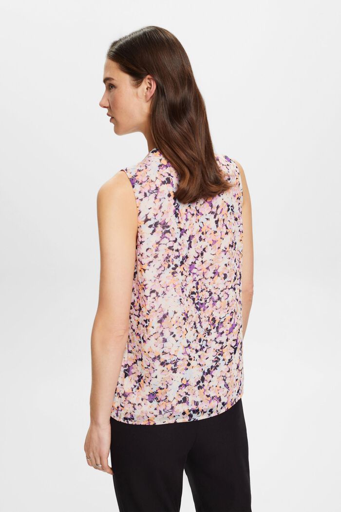 Top in crêpe di chiffon con motivo floreale, LILAC, detail image number 3