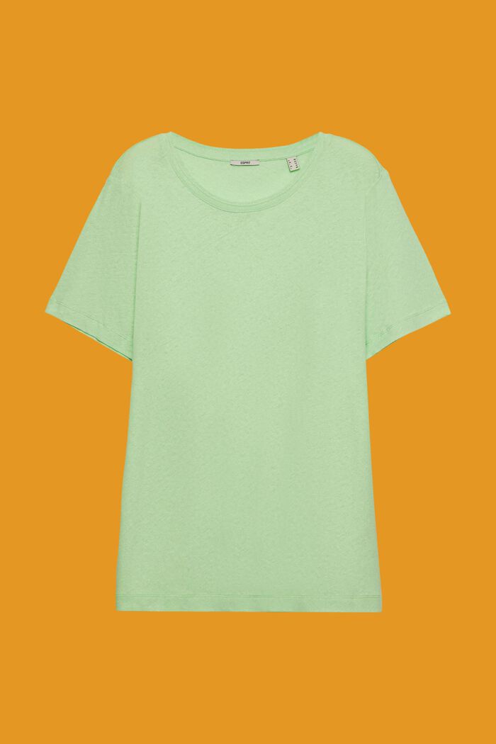 CURVY T-shirt in misto cotone e lino, CITRUS GREEN, detail image number 2