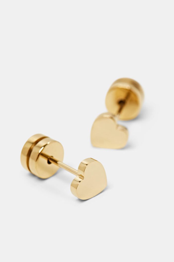 Orecchini a forma di cuore in acciaio inossidabile, GOLD, detail image number 1