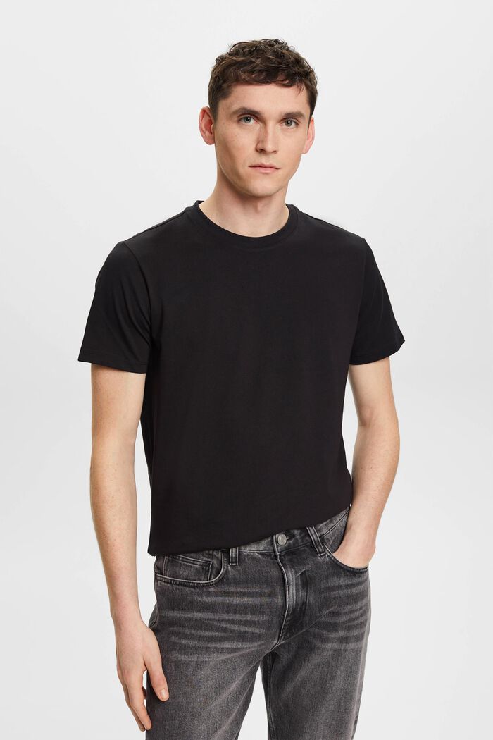 T-shirt girocollo in jersey, BLACK, detail image number 0