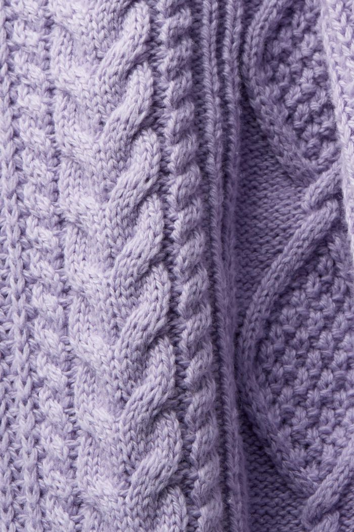 Pullover con collo dolcevita in maglia intrecciata, LAVENDER, detail image number 5