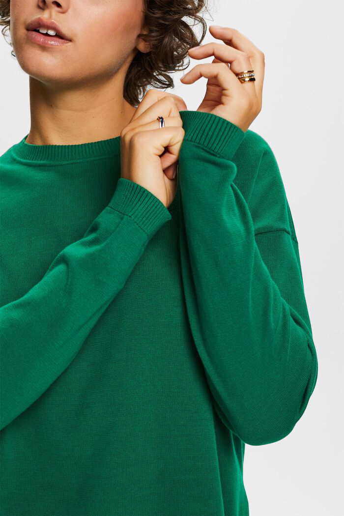 Pullover oversize, 100% cotone, DARK GREEN, detail image number 2