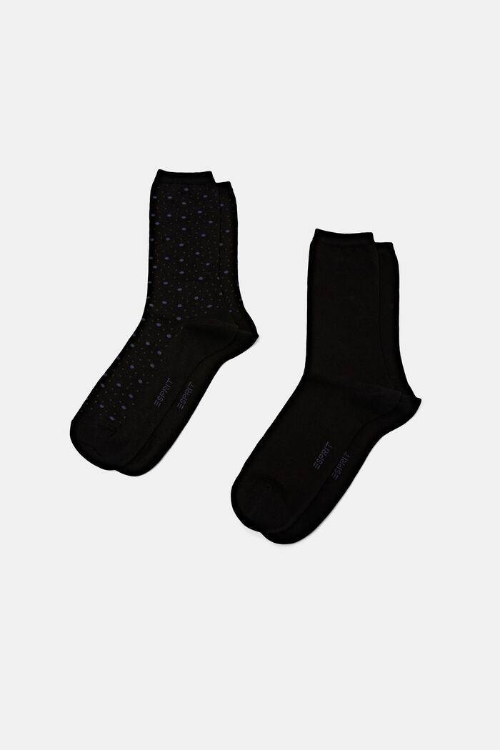 2 paia di calze, cotone biologico, BLACK, detail image number 0