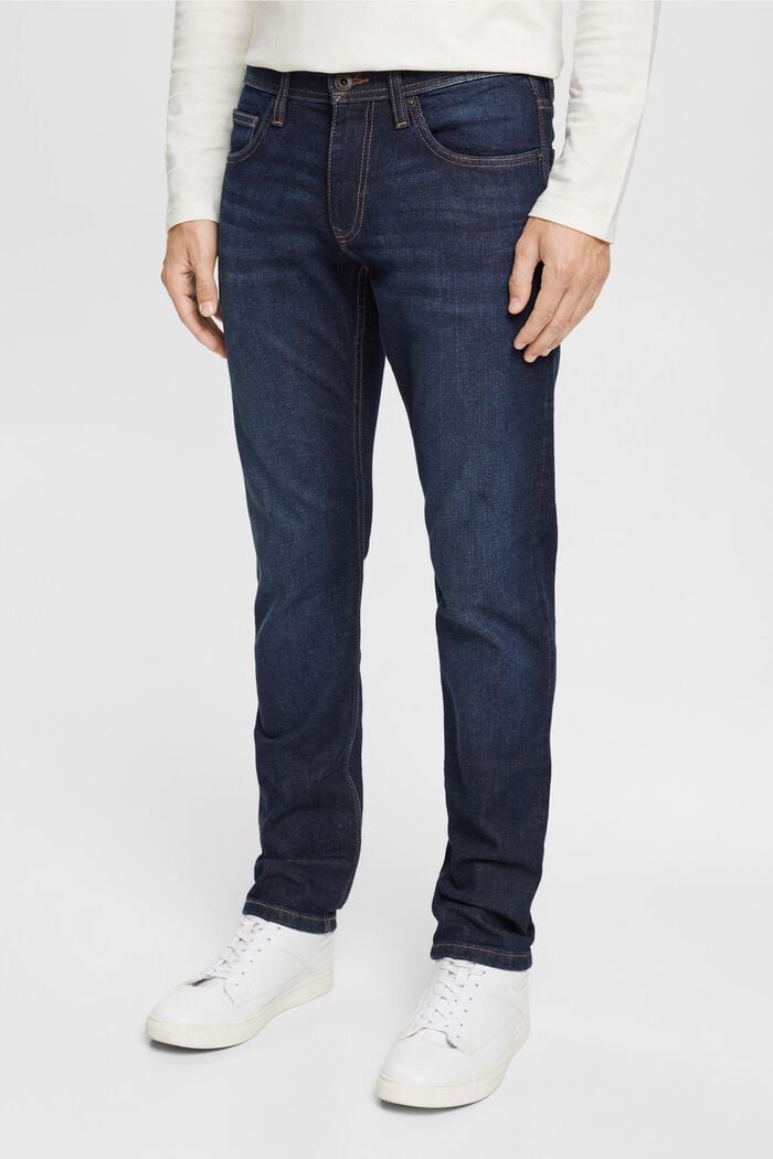 Jeans elasticizzati con cotone biologico, BLUE DARK WASHED, detail image number 0