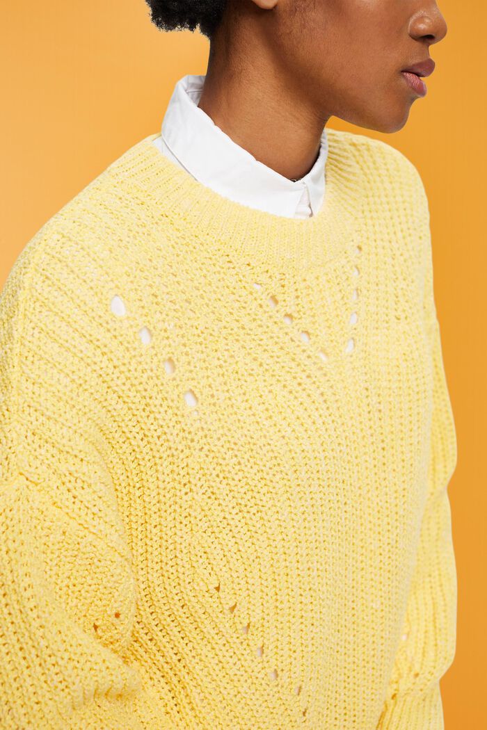 Pullover con motivo a treccia, LIGHT YELLOW, detail image number 2