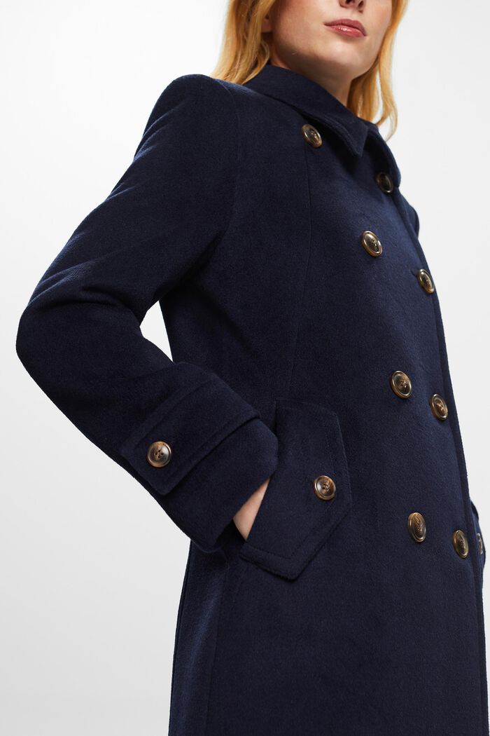 In materiale riciclato: Cappotto con lana, NAVY, detail image number 4