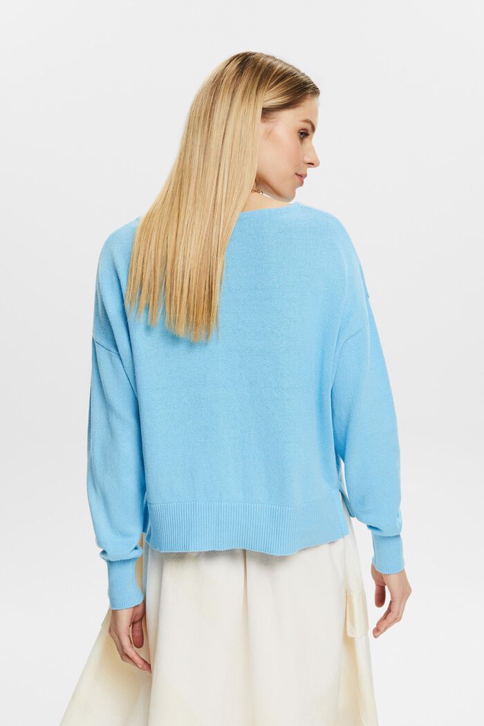 Pullover in cotone e lino, LIGHT TURQUOISE, detail image number 2